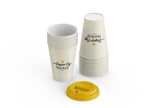 Gestapelde papieren koffiekop mockup