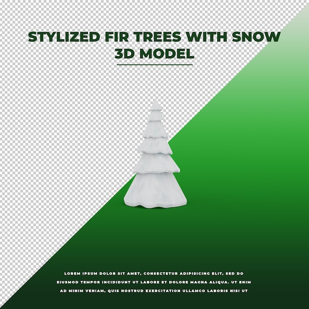 Gestileerde sparren met sneeuw 3d geïsoleerd model
