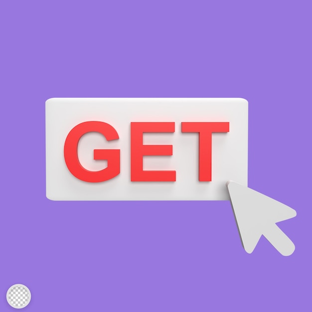 Get click with cursor 3d icon model cartoon style concept render illustration