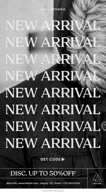 Get code new arrival black jacket fashion sale social media instagram stories template psd design