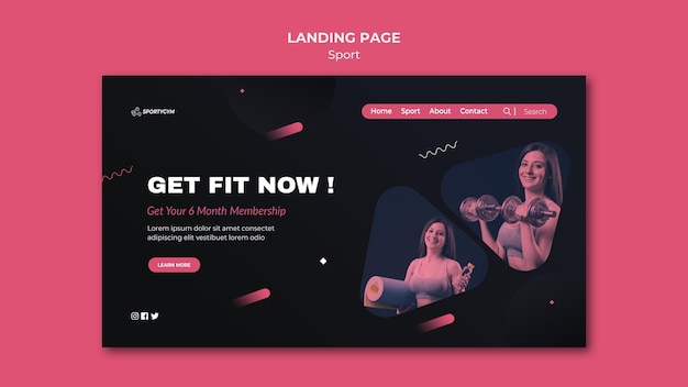 Get fit concept landing page