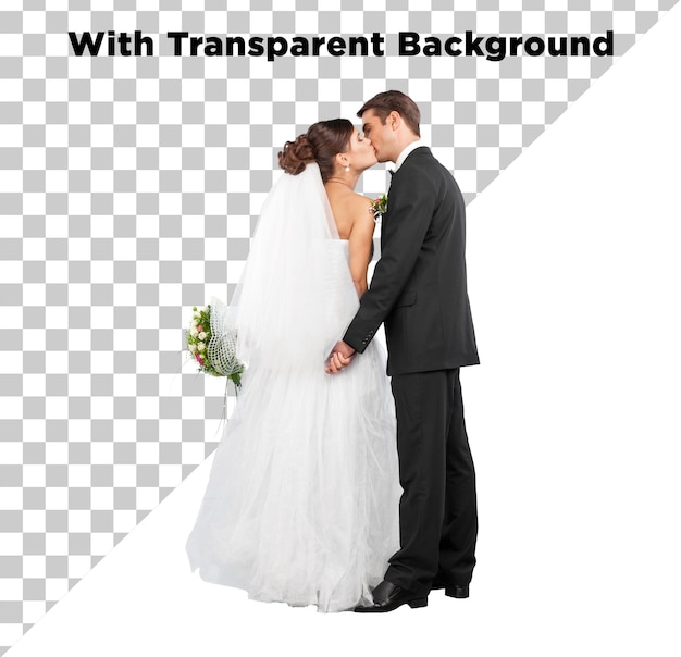 Getrouwd stel op een bruiloft PNG PSD geïsoleerd op een doorzichtige achtergrond