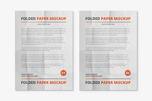 PSD gevouwen papier mockup vector ontwerp