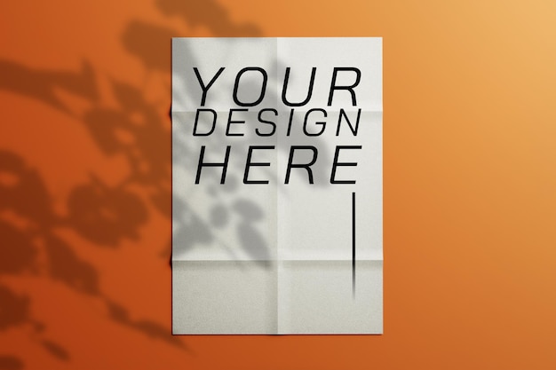 PSD gevouwen poster banner papieren ontwerp mockup muur