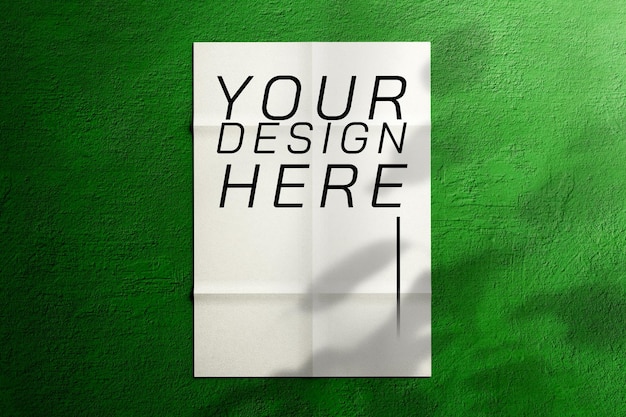 PSD gevouwen poster banner papieren ontwerp mockup muur