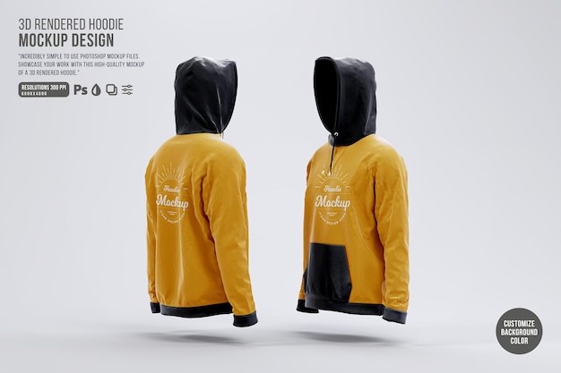 Geweldige 3d gerenderde hoodie mockup sjabloon