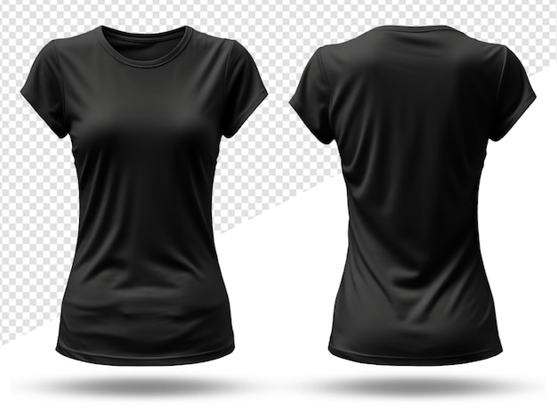 Gewoon zwart vrouwen t-shirt met voor- en achterbeeld mockup sjabloon designi