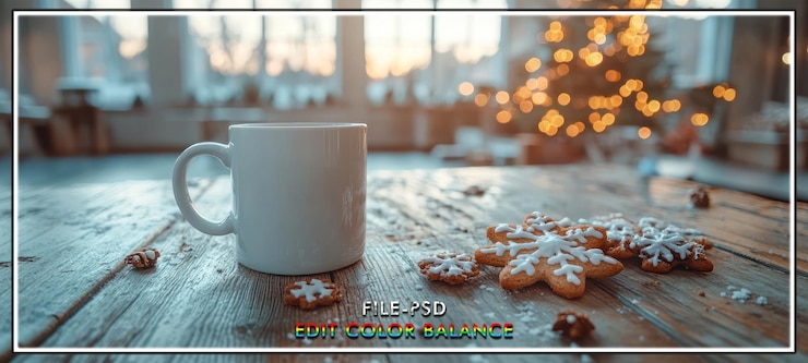 PSD gezellige kerstmug koekjes winter