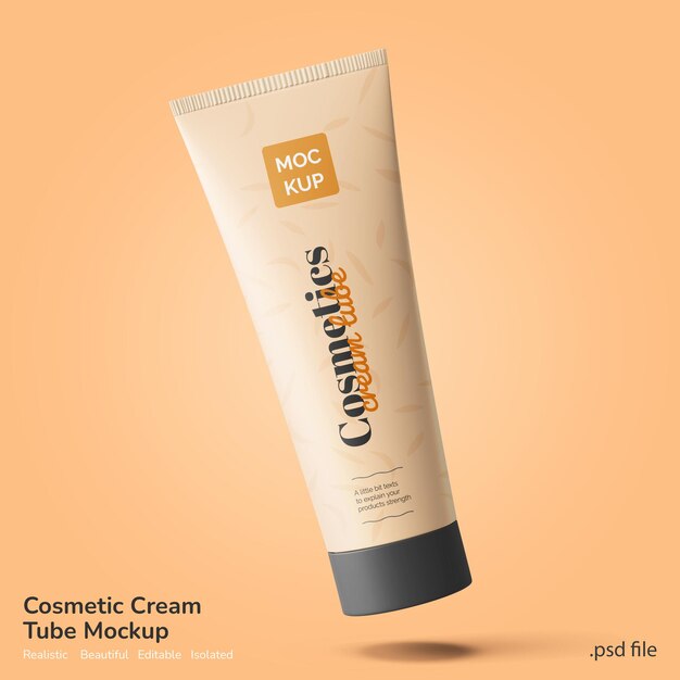 gezichtsschoonheid en spa cosmetica lotion crème tube merkproduct mockup drijvend