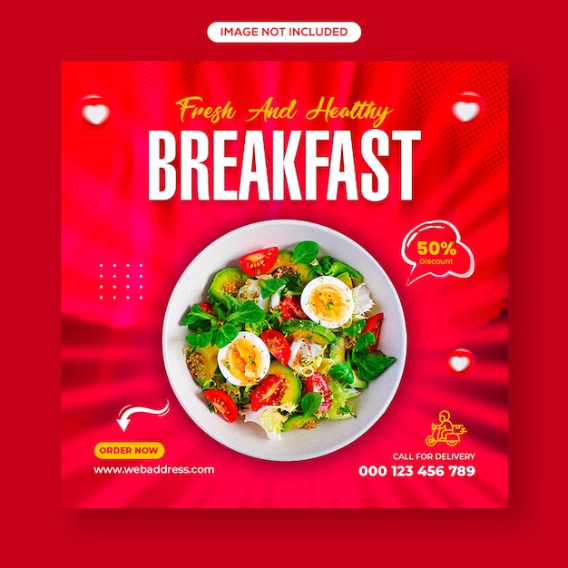 Gezond groente ontbijt eten social media post of instagram post web banner design