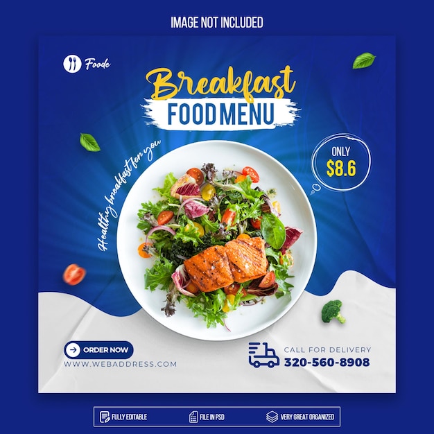 Gezonde groenten en voedselpromotie sociale media instagram post banner ontwerpsjabloon premium psd