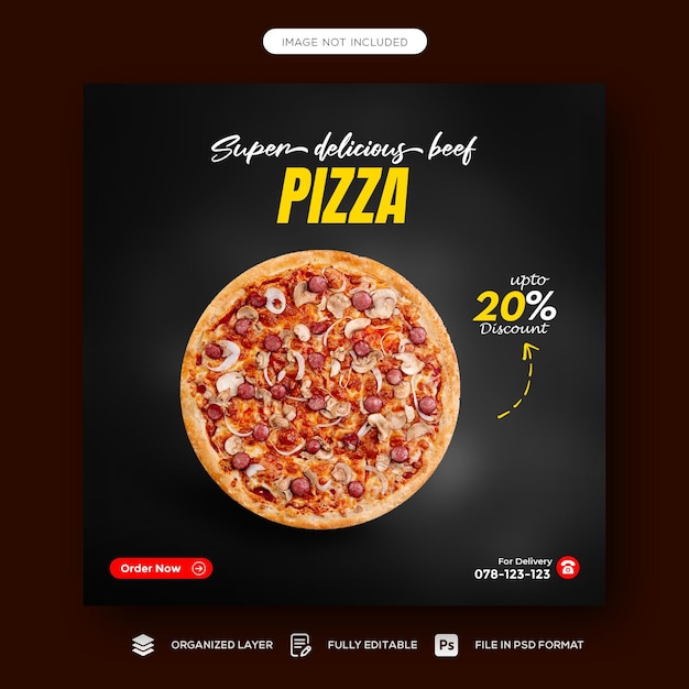 Gezonde speciale voeding menu promotie social media flyer of Instagram postsjabloon