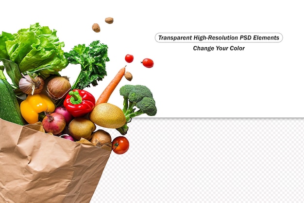 PSD gezonde voeding biologische groenten veganistische vegetariërs rauwe voedingsmiddelen in papieren zakken