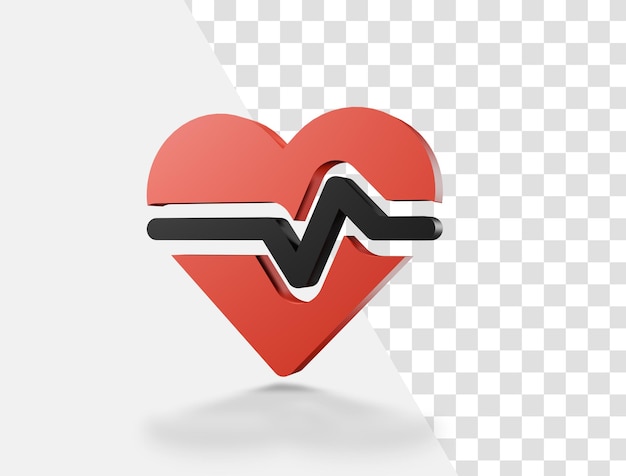 PSD gezondheid 3d png beeld en polssnelheid rood kleur hart