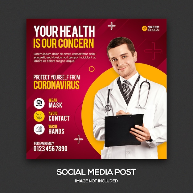 Gezondheid coronavirus social media postsjabloon