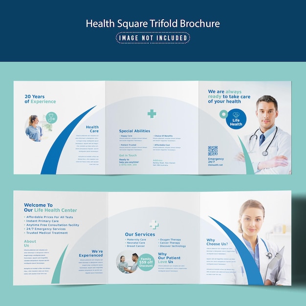 PSD gezondheidsvierkant driebladige brochure