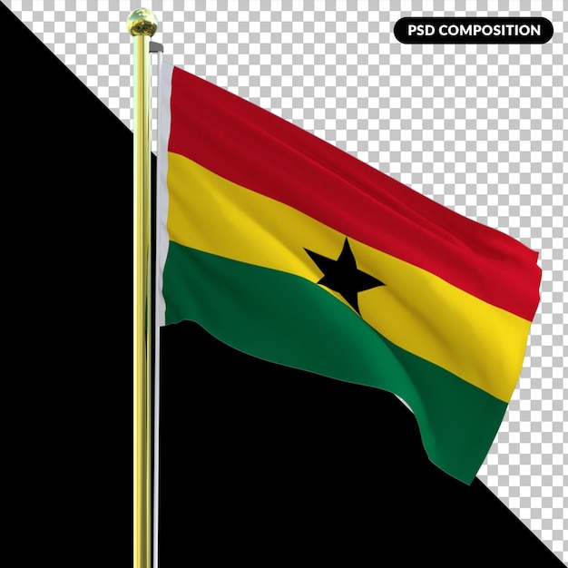 Ghana national flag isolated 3d premium psd