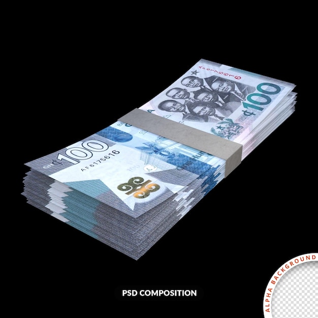 PSD ghanaian cedi currency banknote isolated premium psd