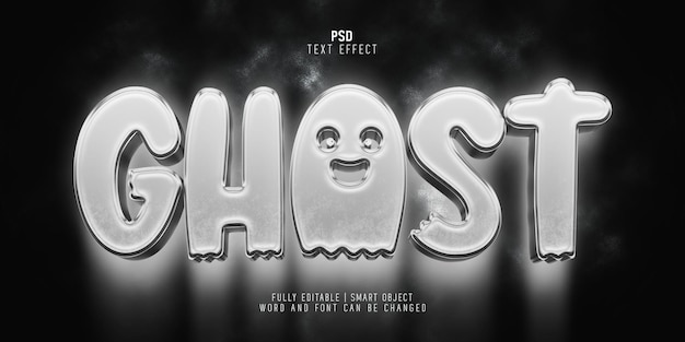 PSD ghost 3d white text effect style