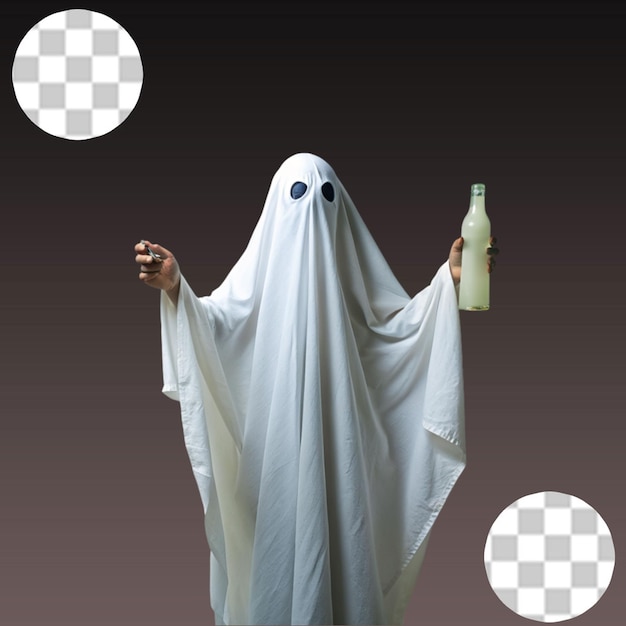 PSD Костюм призрака для вечеринки на хэллоуин на прозрачном фоне