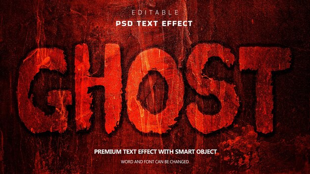 Ghost Editable text effect scary cement texture background.