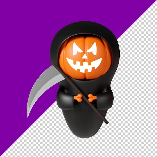 Ghost Jack O Lantern na białym tle render 3d