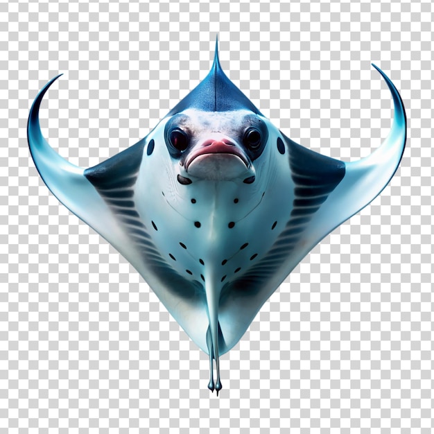 PSD giant oceanic manta ray isolated on transparent background