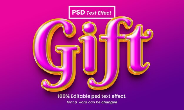 Regalo effetto testo psd premium modificabile 3d