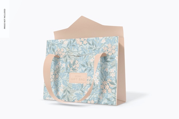 Gift bag with flap mockup, opened