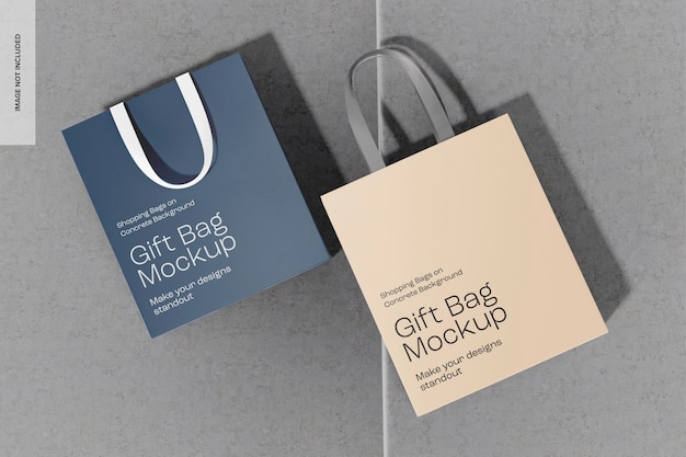 Gift Bags on Concrete Background Mockup
