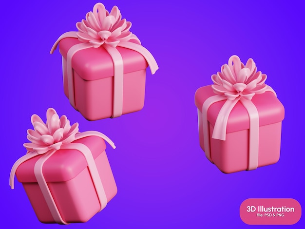 PSD gift box 3d illustration of love and romance