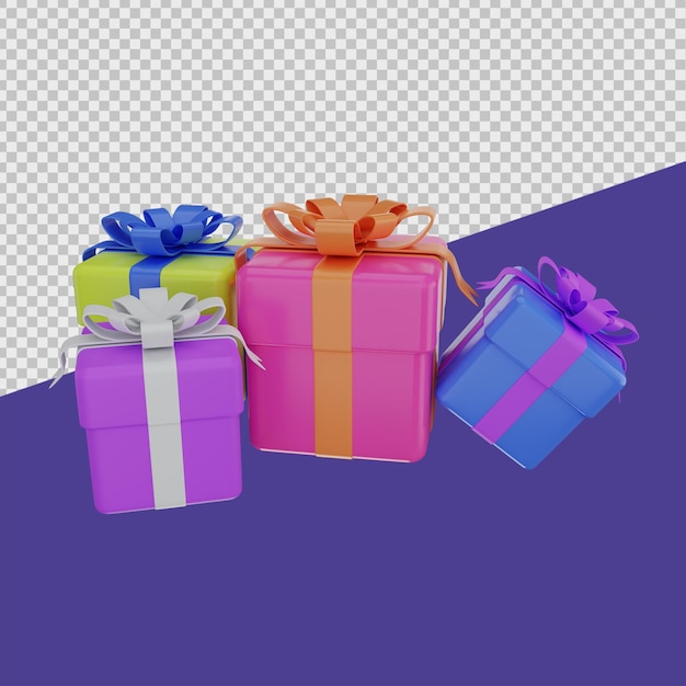 PSD gift box 3d online shopping illustrations