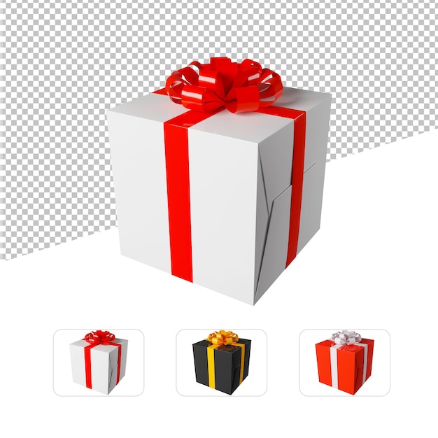 Gift box 3D on a transparent background, 3D rendering illustration