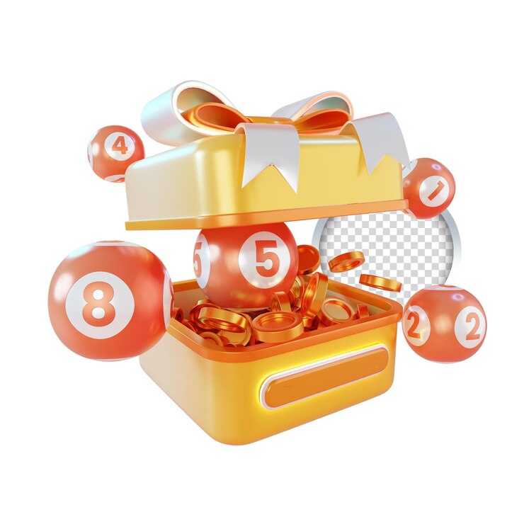 PSD gift box container lottery balls and a golden coin