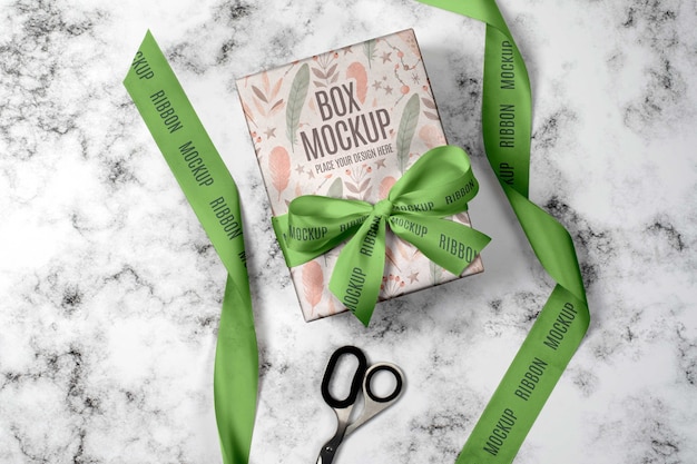 Gift box decorated with ribbon and bow