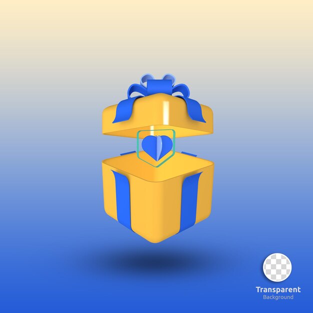PSD illustrazione di rendering 3d isolata dell'icona della confezione regalo