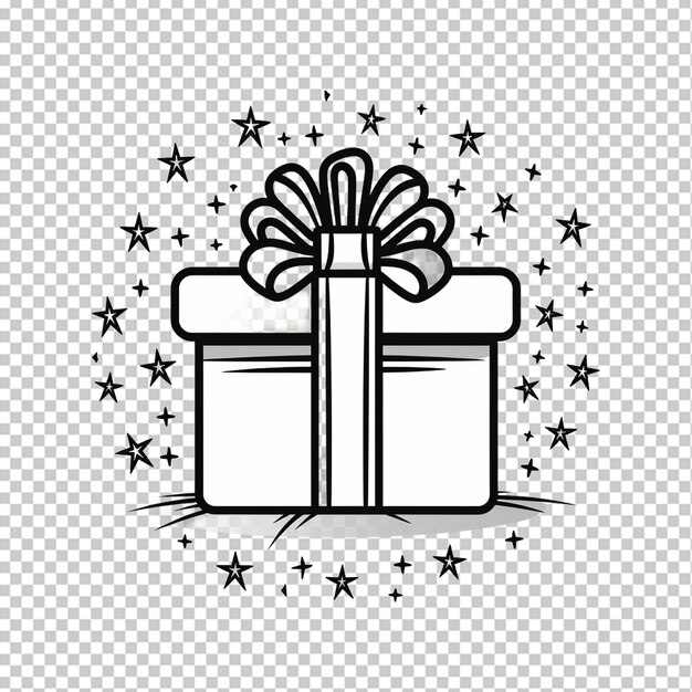 PSD gift box line art style black friday elemento png