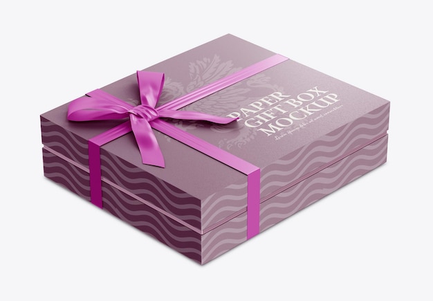 Gift Box Mockup with Bow Mockup