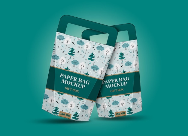 gift box paper bag mockup