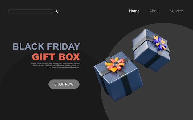 gift box sign on dark background 3d render concept for marketing offer black Friday