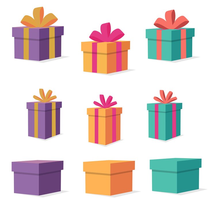 PSD gift box vector set 3 styles classic tall minimal for holiday packaging ecommerce and brand
