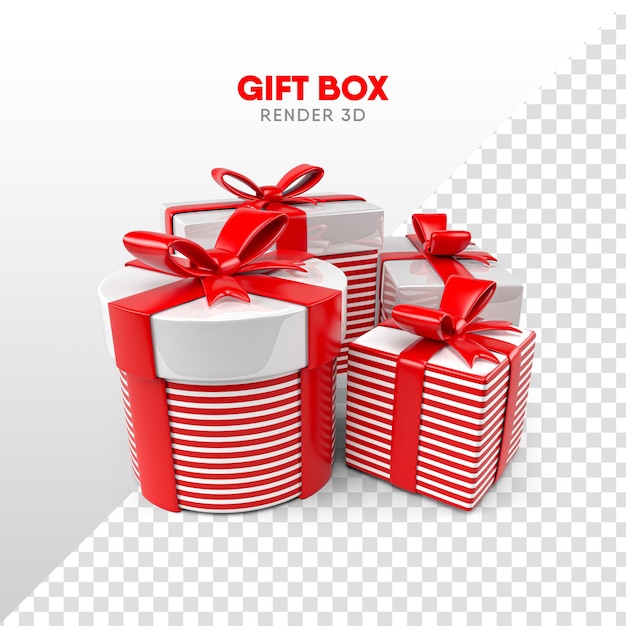 PSD gift box with bow in cartoon format for christmas composition