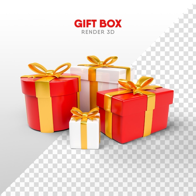 PSD gift box with bow in cartoon format for christmas composition