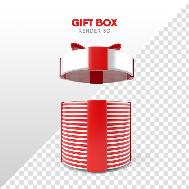 PSD gift box with bow in cartoon format for christmas composition