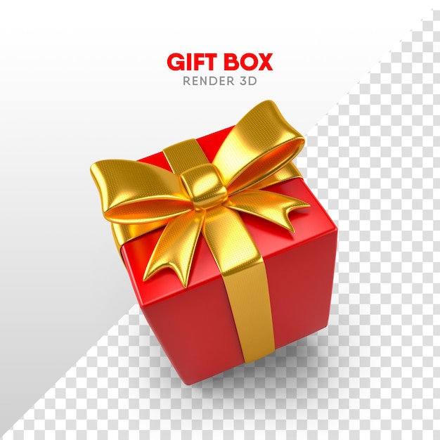 PSD gift box with bow in cartoon format for christmas composition