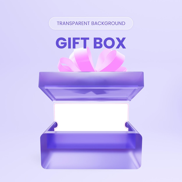 PSD gift box with coupon 3d rendering illustation