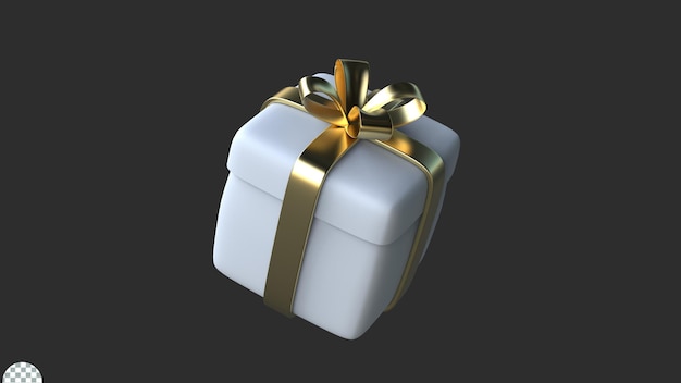 Gift box with golden ribbon and bow isolated 3d render illustration