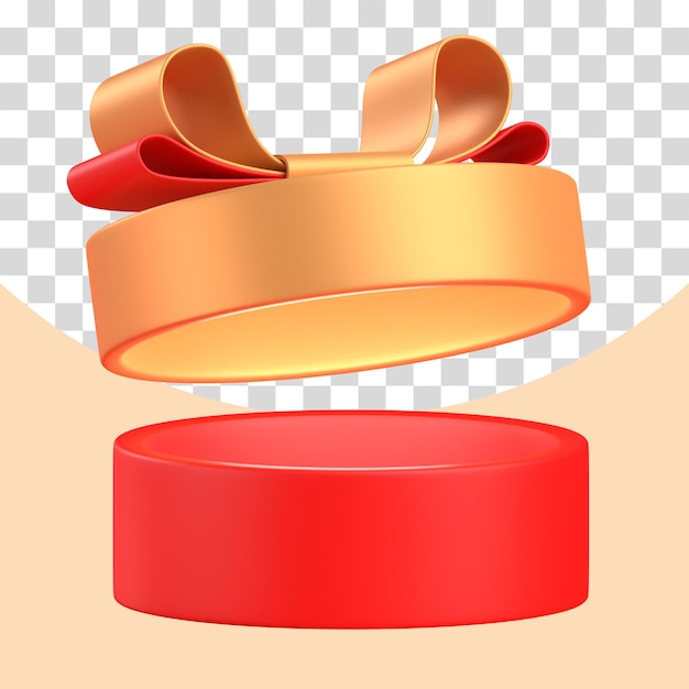 GIFT BOX WITH GOLDEN RIBBON FOR CNY ORNAMENT AND CHINESE NEW YEAR CELEBRATION 3D RENDER ILLUSTRATION