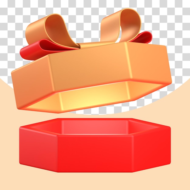 GIFT BOX WITH GOLDEN RIBBON FOR CNY ORNAMENT AND CHINESE NEW YEAR CELEBRATION 3D RENDER ILLUSTRATION