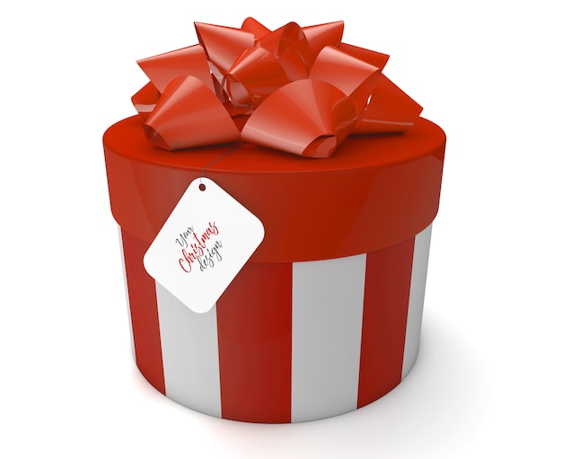 Gift box with label mockup isolated